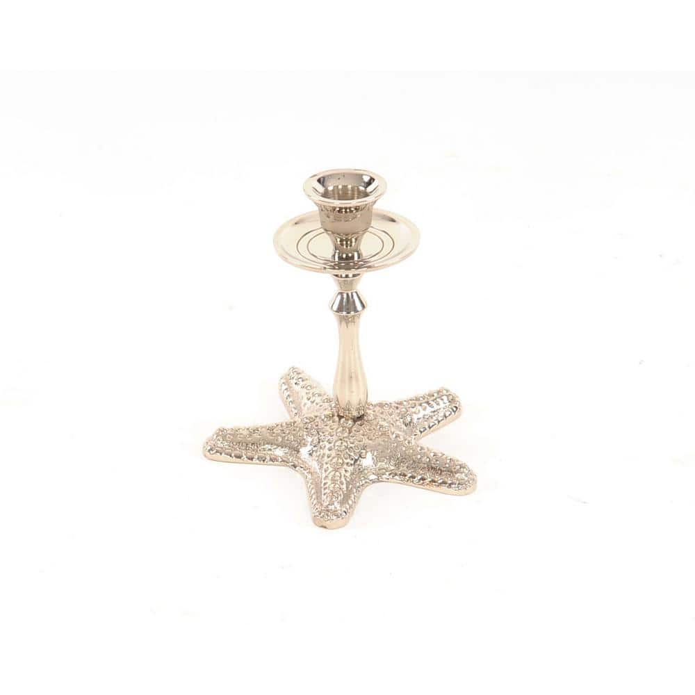 Silver Finish Star Fish Taper Candle Holder Silver Finish Star Fish Taper Candle Holder