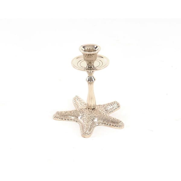 Silver Finish Star Fish Taper Candle Holder Silver Finish Star Fish Taper Candle Holder