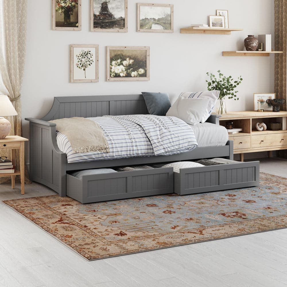 Cambridge Grey Twin Solid Wood Daybed with Set of 2-Bed Drawers price history on PriceWatchPro