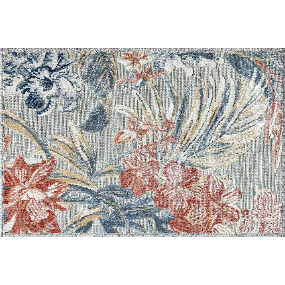 Tayse Rugs Tropic Floral Gray 2 ft. x 3 ft. Indoor/Outdoor Area Rug