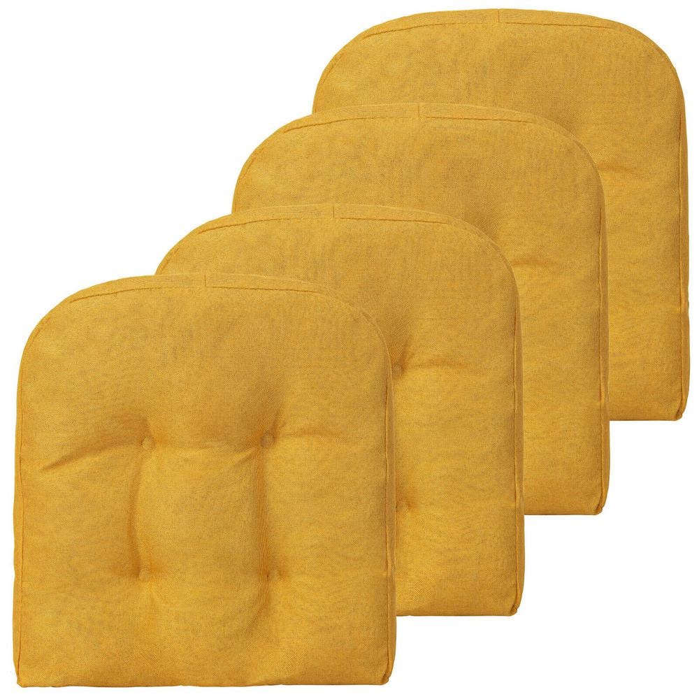 Gymax 4 Pieces Yellow Patio Dining Chair Cushions U Shaped Chair Pads Non Slip Bottom GYM11921 The Home Depot