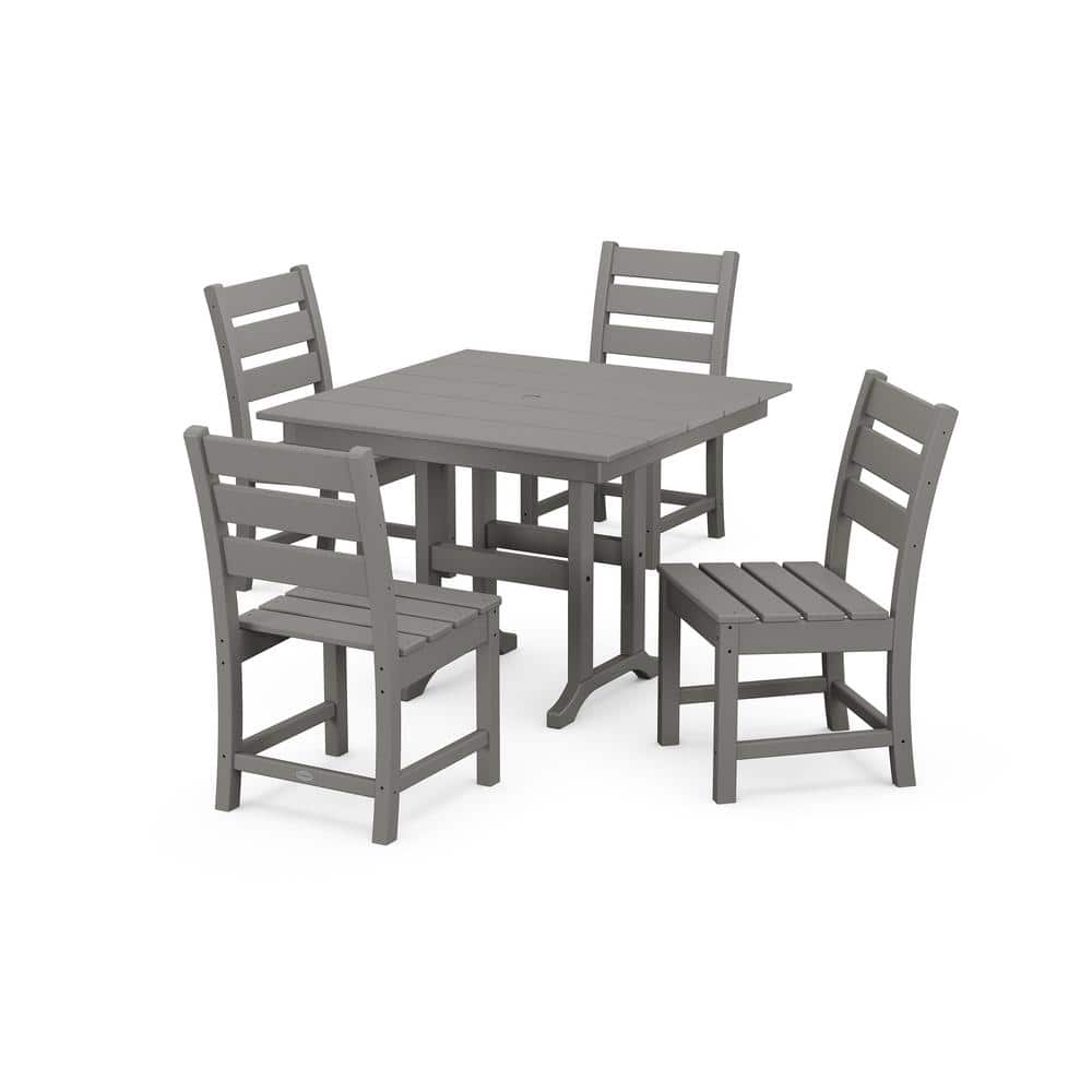 POLYWOOD Grant Park Slate Grey Plastic 5-Piece Outdoor Dining Set with Side Chairs -  PWS576-1-GY