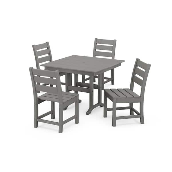 POLYWOOD Grant Park Slate Grey Plastic 5-Piece Outdoor Dining Set with Side Chairs