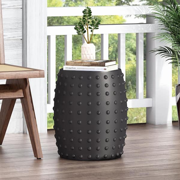 CHRISTOPHER KNIGHT HOME Lintz Matte Black Stone Outdoor Side Table