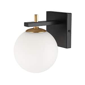 Vivaldi 1-Light LED Compatible Matte Black and Aged Brass Wall Sconce