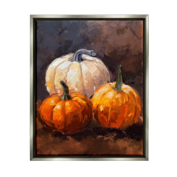 Stupell Industries Pumpkin Painting Still Life by Ziwei Li 1-Piece Floater Frame Graphic Print Food Poster Art Print 31 in. x 25 in.