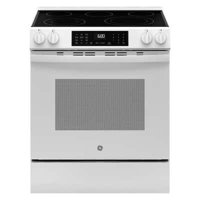 30 in. 5 Burner Element Smart Slide-In Electric Convection Range in White with EasyWash Oven Tray And No-Preheat Air Fry