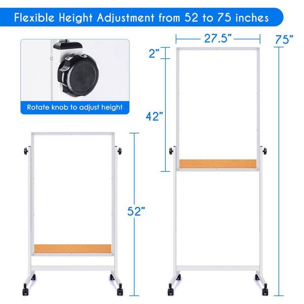 maxtek 44 in. x 28 in. Rolling Whiteboard Panel Portable Double