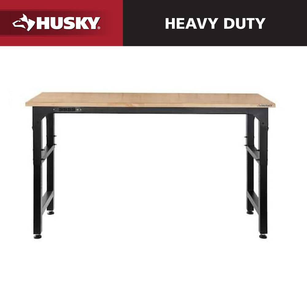 72 in. W x 23 in. D Adjustable Height Black Workbench, Solid Wood Top for Heavy Duty Welded Steel Garage Storage System price history on PriceWatchPro