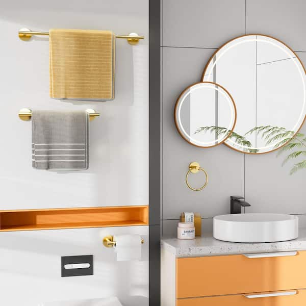 6-Piece Bath Hardware Set Bathroom Towel Rack Set with 2 Towel Bars/Racks Hand Towel Holder in Gold