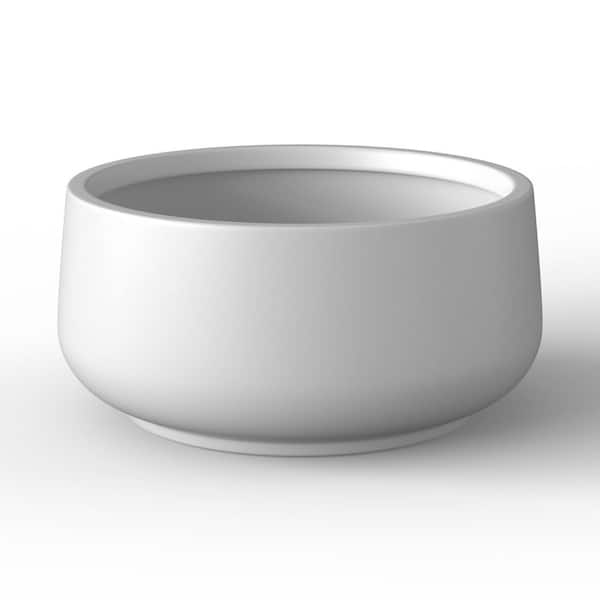 Morrava 17.5 in. Medium Crisp White (Enhanced Interior) Concrete Round Planter / Pot with Drainage Holes