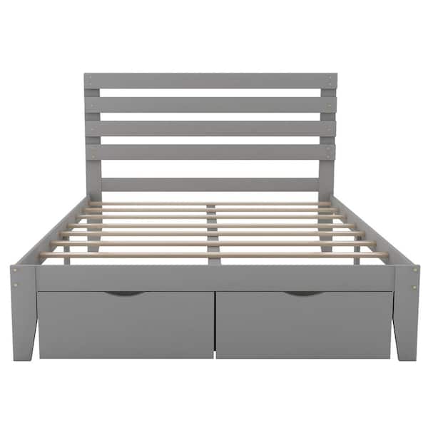 Unbranded 56.00 in W Gray Full Size Platform Bed with Drawer