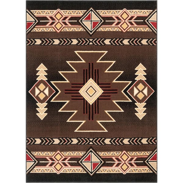 Well Woven Persa Dakota Tribal Aztec Southwestern Brown 3 ft. 11 