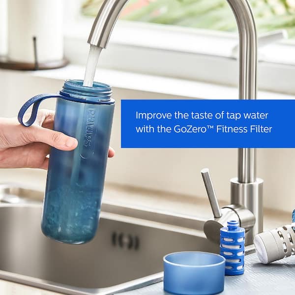 Philips GoZero Everyday Tritan Water Bottle with Filter, 36 oz, Navy Blue