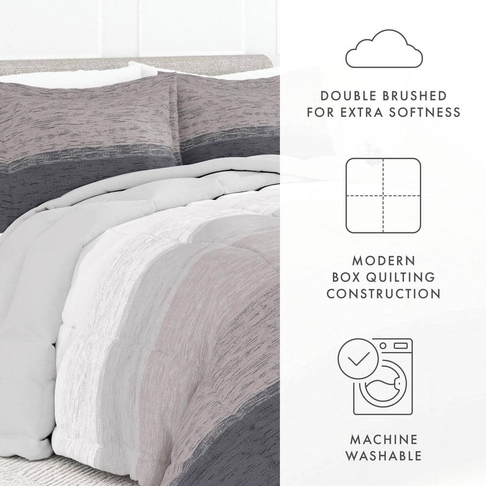 King Gray Reversible Down Alternative Microfiber Comforter Set