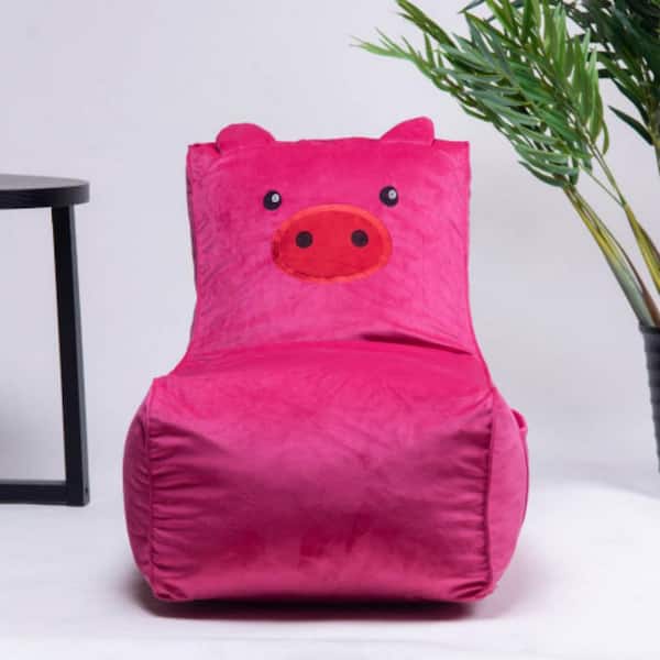 Unbranded Memory Foam Lounger Ultra Soft Bean Bag Chair with Microsuede Cover, Stuffed Foam Filled, Red Pig