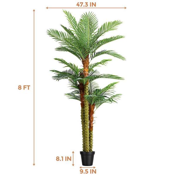 Molysoul 8 ft. Artificial Phoenix Palm Tree with Triple Trunks