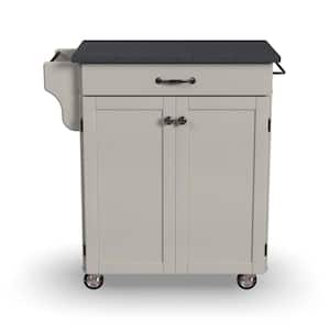 Cuisine Cart White Kitchen Cart with Black Granite Top