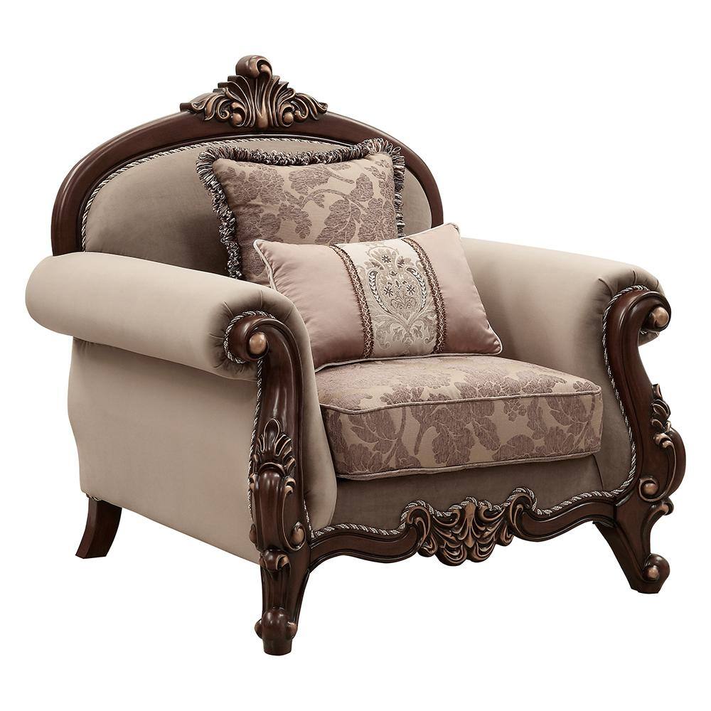 Acme Furniture Mehadi Velvet and Walnut Velvet Arm Chair Set of 50692