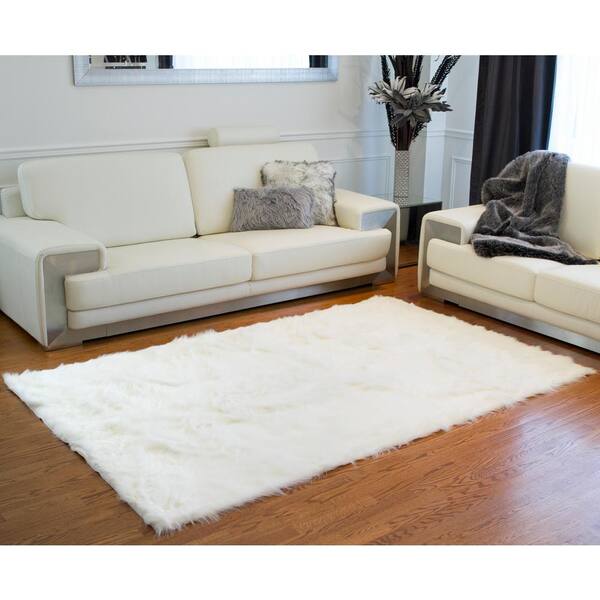 5 Ft X 8 Faux Sheepskin Indoor Rug, White Fur Living Room Rug