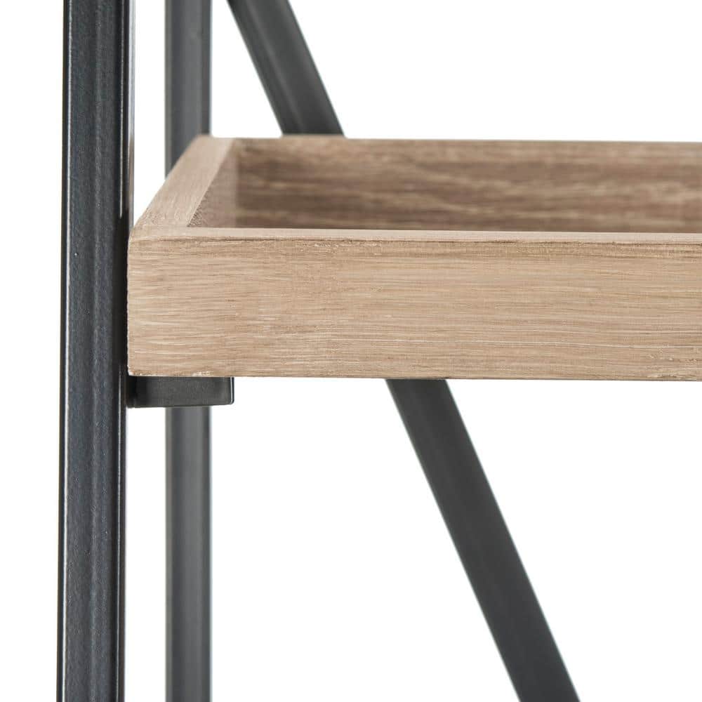 Joel 63'' Black Iron and Oak Finish 5-Tier Etagere