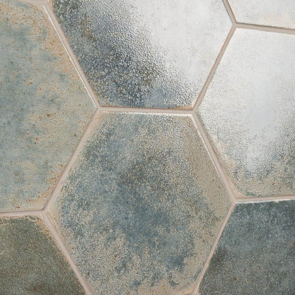 Mandalay Hex Green Polished Porcelain Floor and Wall Tile