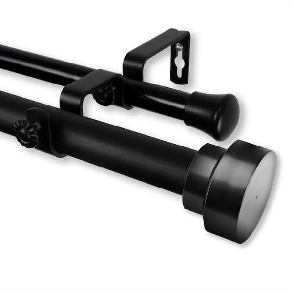 Bonnet 120 in. - 170 in. Double Curtain Rod in in. - Black