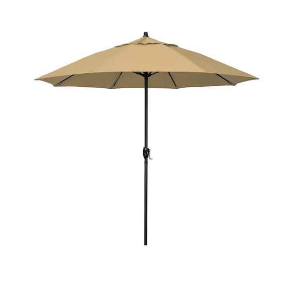 7.5 ft. Bronze Aluminum Market Patio Umbrella with Fiberglass Ribs and Auto Tilt in Champagne Olefin
