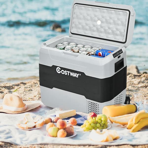 Costway Gray Portable 53 QT/50 L with Wheels Chest Cooler