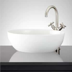 Mattison White Fireclay Oval Vessel Sink with No Additional Items Included