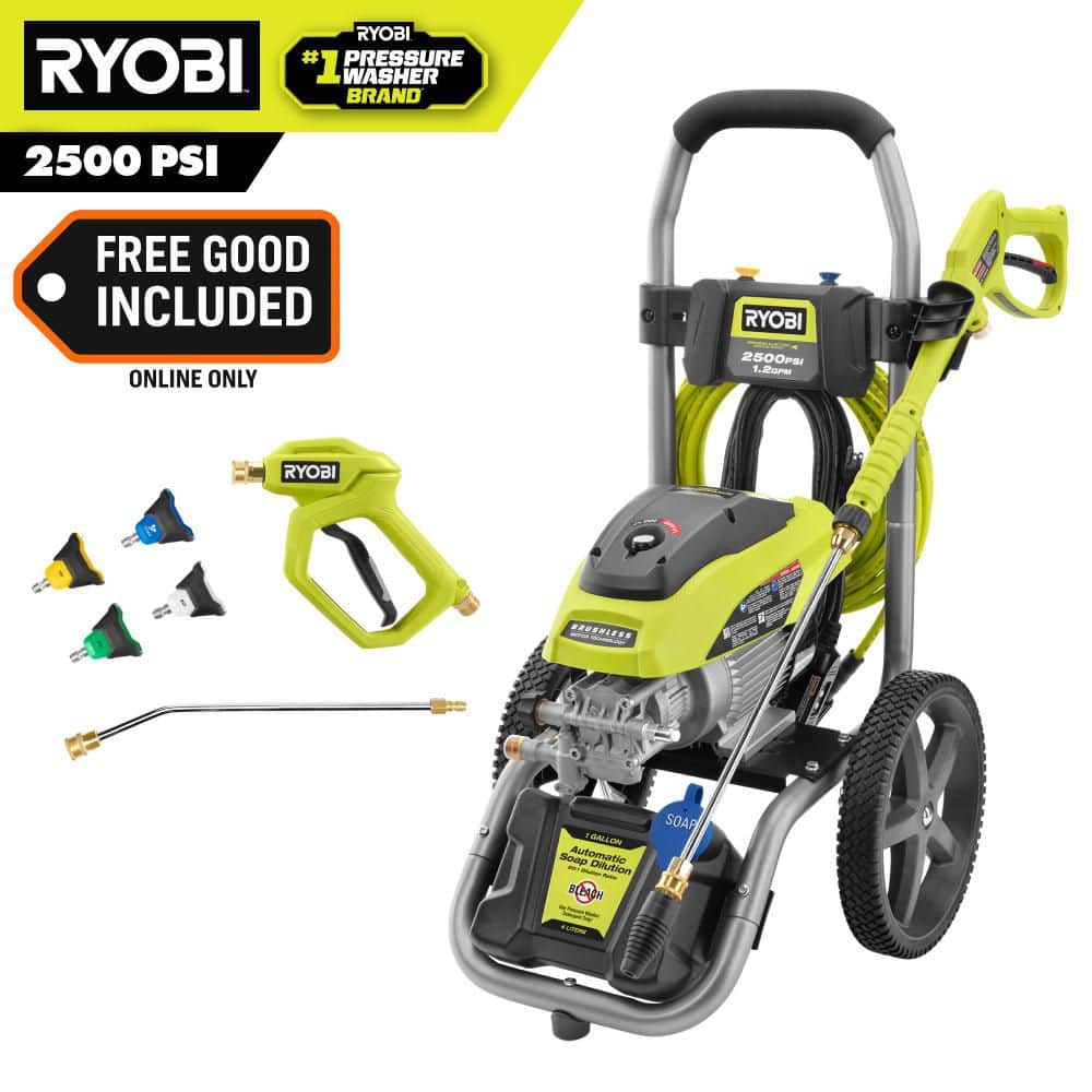 RYOBI 2500 PSI 1.2 GPM Cold Water Corded Electric Pressure Washer with Automotive Accessory Kit RY142500-RY31AMK01