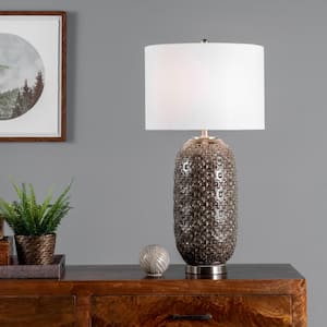 Vigo 30 in. Brown Ceramic Contemporary Table Lamp with Shade