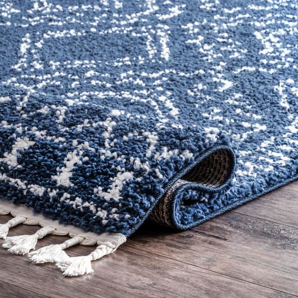 nuLOOM Vasiliki Moroccan Tassel Shag Blue 8 ft. x 10 ft