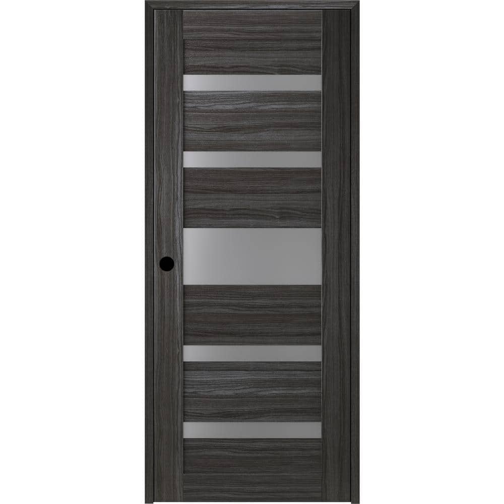 Gray Oak Composite Interior Door with Frosted Glass Panels