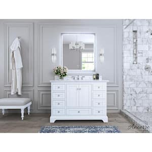 Audrey 48 in. W x 22 in. D Vanity in White with Marble Vanity Top in White with White Basin