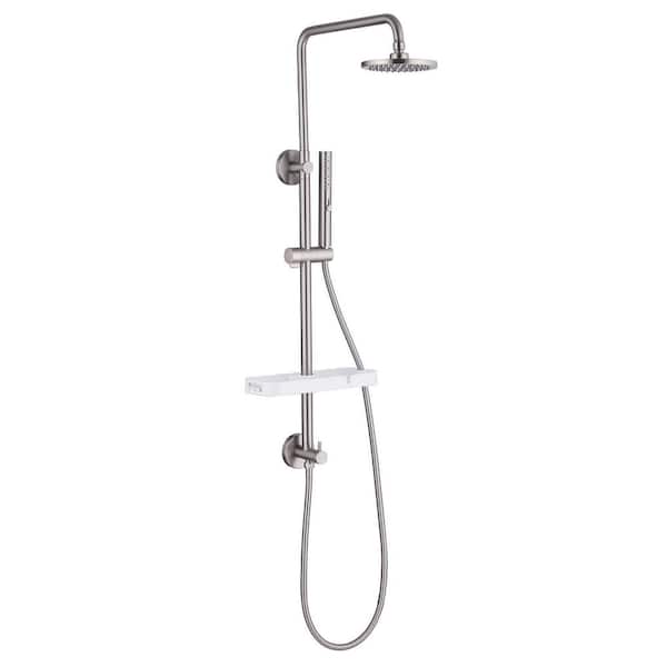 2-Spray Wall Bar Shower Kit Stainless Steel Shower Set with 3-Setting Hand Shower and Storage Dish in Brushed Nickel
