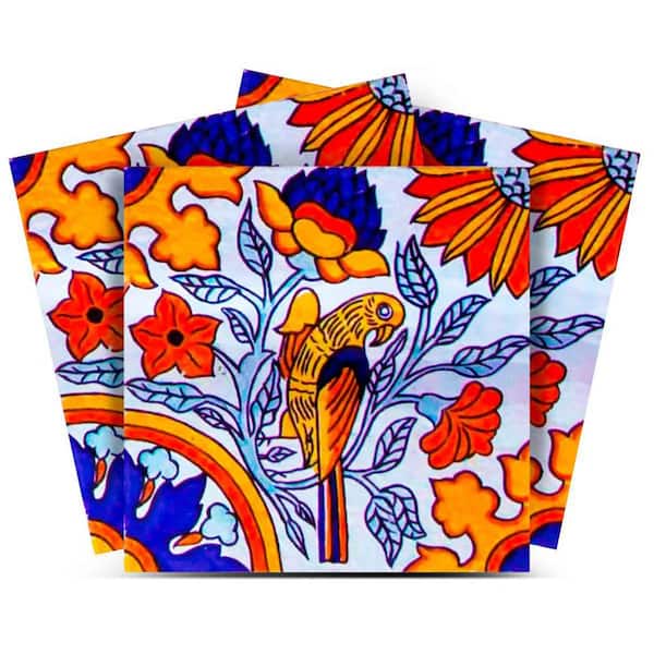 MI ALMA Orange/Blue S4 7 in. x 7 in. Vinyl Peel and Stick Tile (24 Tiles, 8.17 sq. ft. /Pack)