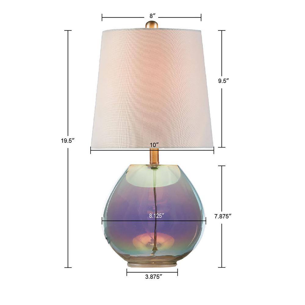 19.5" Iridescent Green Glass Table Lamp with White Shade