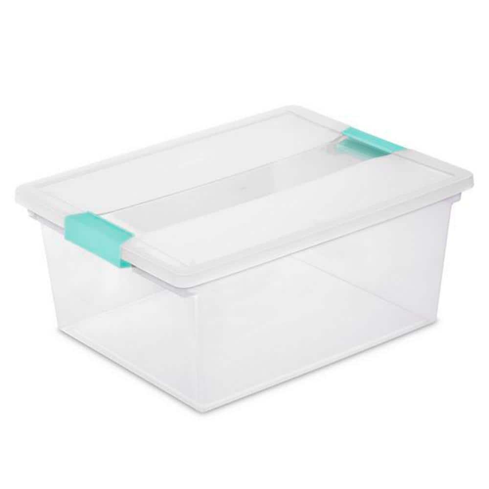 Clear Plastic Stackable Storage Bin with Latching Lid, 14" x 11"