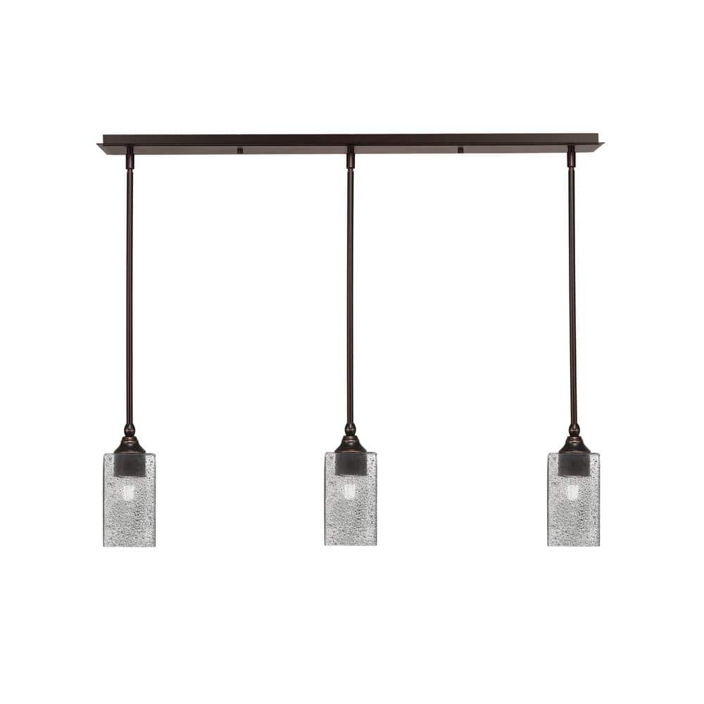 Livingston 100-Watt 3-Light Dark Granite Shaded Pendant Light with 3.5 in. 