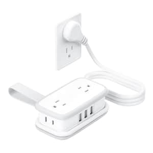 4 ft. Wrapped Around Extension Cord 4-Outlet Flat Plug Travel Power Strip with 3 USB Ports