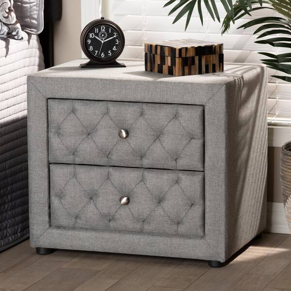 Baxton Studio Lepine 2-Drawer Gray Nightstand