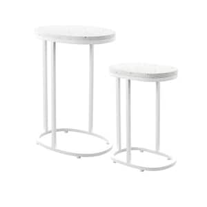 Vena Metal Outdoor Nesting Table Set in White (2-Pack)