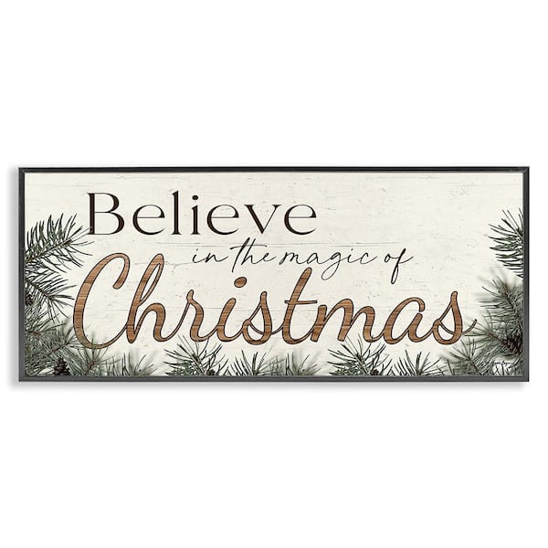 Stupell Industries Magic Of Christmas Phrase by Susie Boyer 1-Piece Framed Graphic Print Typography Poster Art Print 24 in. x 10 in.