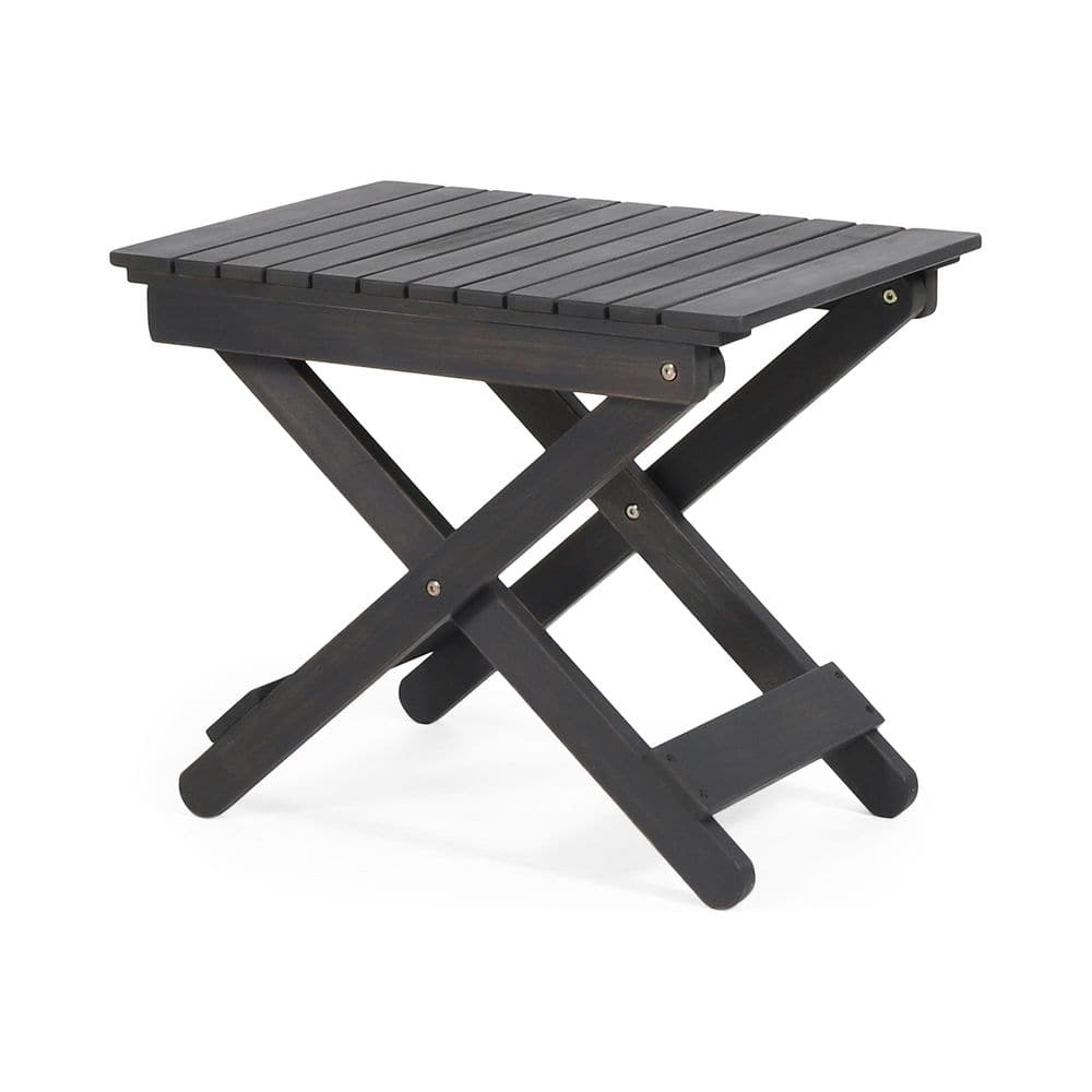 Outdoor Folding Wooden Side Table, Natural, 15'D x 22.75'W x 18.25'H