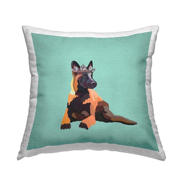 Stupell Industries German Shepherd & Crown Outdoor Printed Throw Pillow by Amelia Noyes