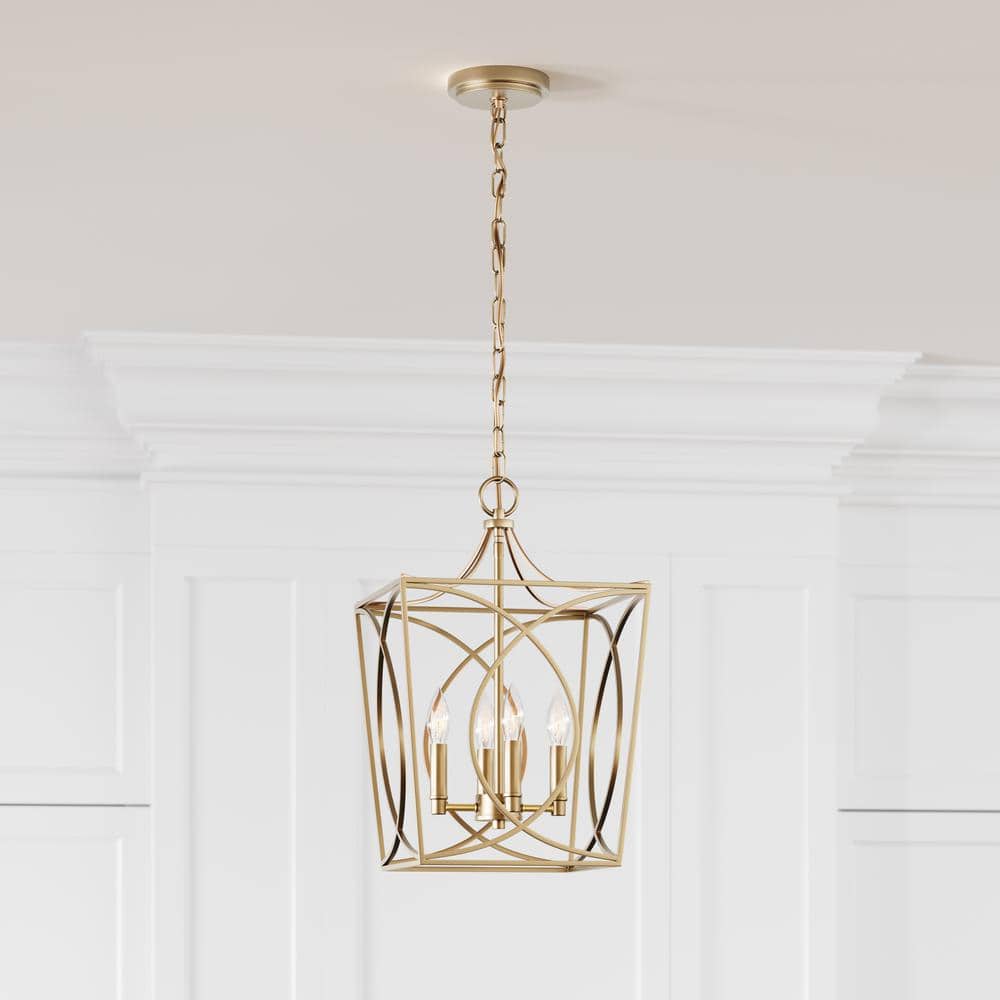 Modern Gold 4-Light Geometric Pendant Light