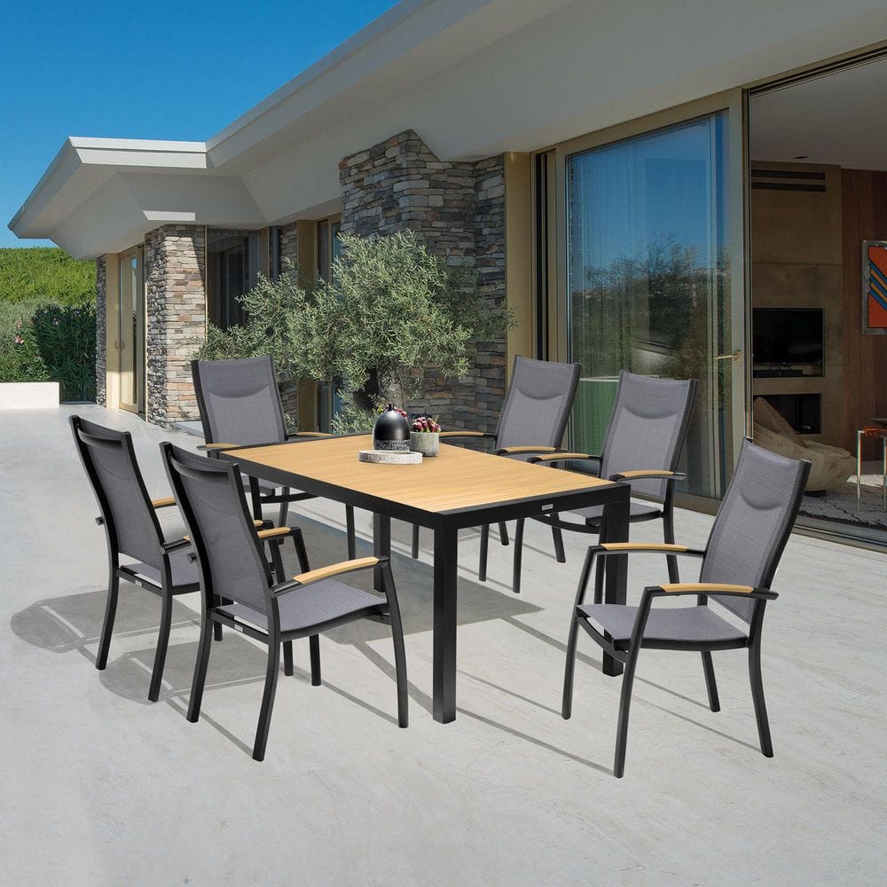 Panama Black 7-Piece Aluminum Outdoor Dining Set