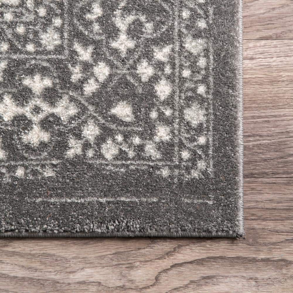 Odell Silver Floral 10' x 14' Synthetic Area Rug