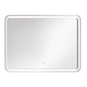 Gabriel 35.43 in. W x 27.56 in. H Frameless Square LED Light Bathroom Vanity Mirror in Silver